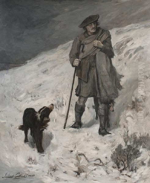 A Highland Shepherd - Sketch Oil Painting by James Guthrie