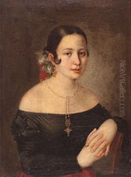 Retrato De Una Joven, Probablemente Antonia De Zarate Oil Painting by Jose Gutierrez de la Vega