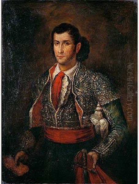 Retrato De Francisco Montes Reina, Paquiro Oil Painting by Jose Gutierrez de la Vega