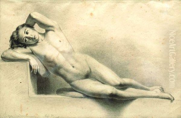 Desnudo (estudio) Oil Painting by Felipe Santiago Gutierrez