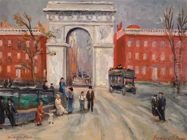 Washington Square Oil Painting by Bernhard Gutmann