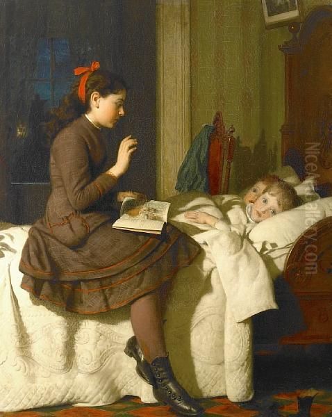 The Bed Time Story Oil Painting by Seymour Joseph Guy