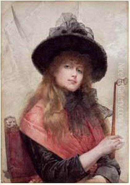 Une Ci-devant, Circa 1894 Oil Painting by Maximilienne Goepp Guyon