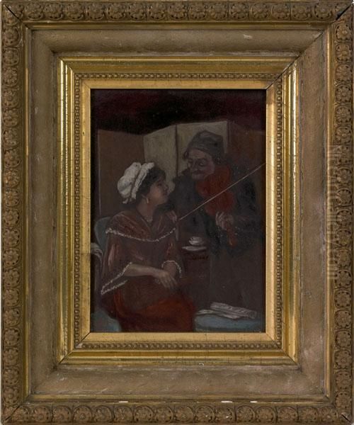 Interior Scene With 2 Musicians Oil Painting by Giuseppe Guzzardi