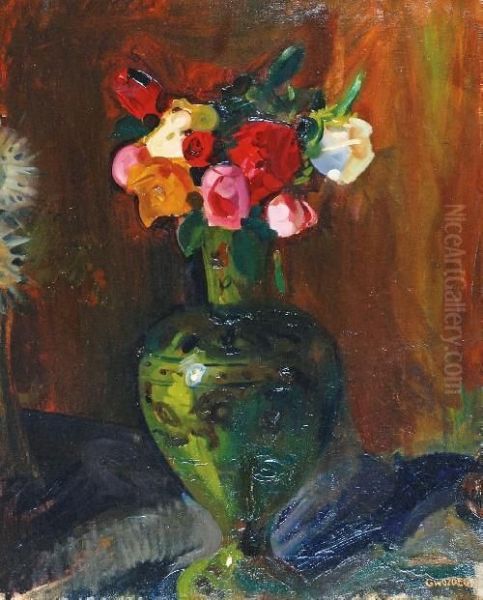 Roze Oil Painting by Gustaw Gwozdecki