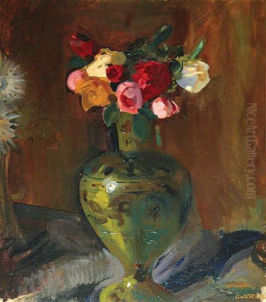 Roze Oil Painting by Gustaw Gwozdecki