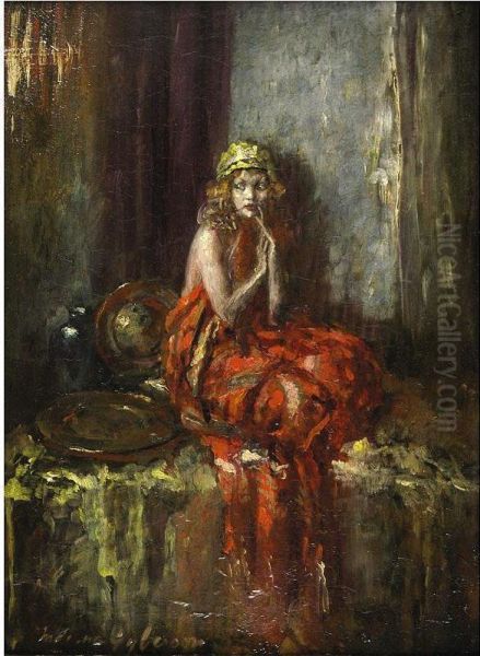 Model In Orientalist Costume Oil Painting by Indiana Gyberson