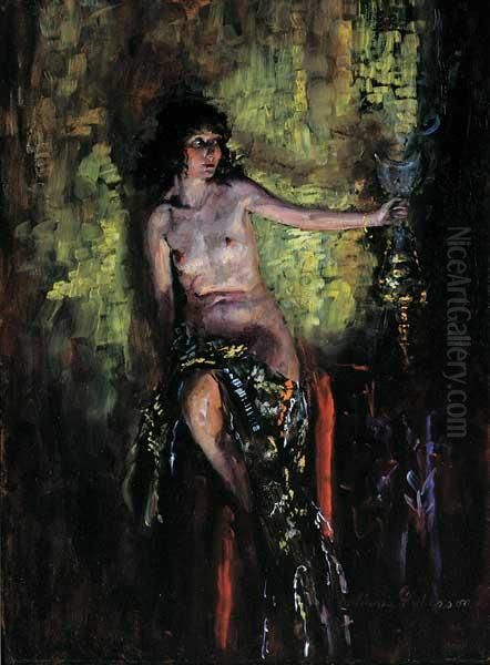 Woman In An Interior Oil Painting by Indiana Gyberson