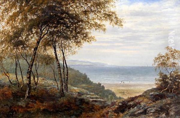 Coastal Landscape With Figures On The Shore, Probably Wales Oil Painting by Albert E. Gyngell