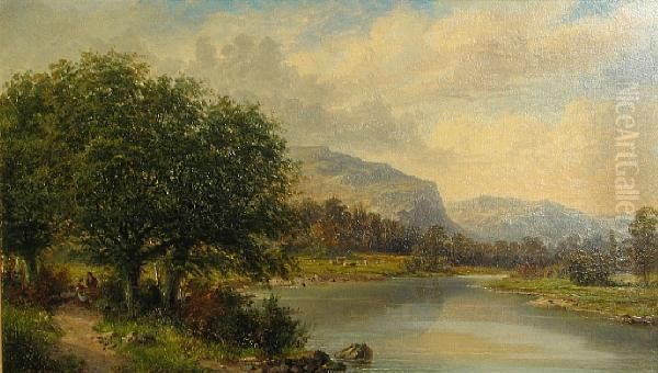 On The Lledr, North Wales Oil Painting by Albert E. Gyngell