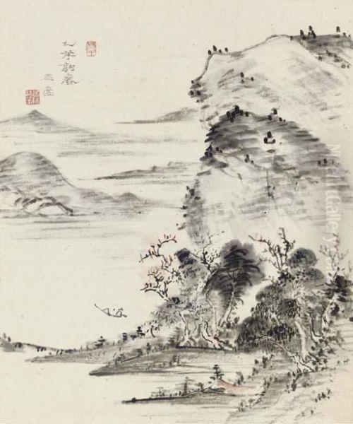 Ikkan Choshun Oil Painting by Uragami Gyokudo