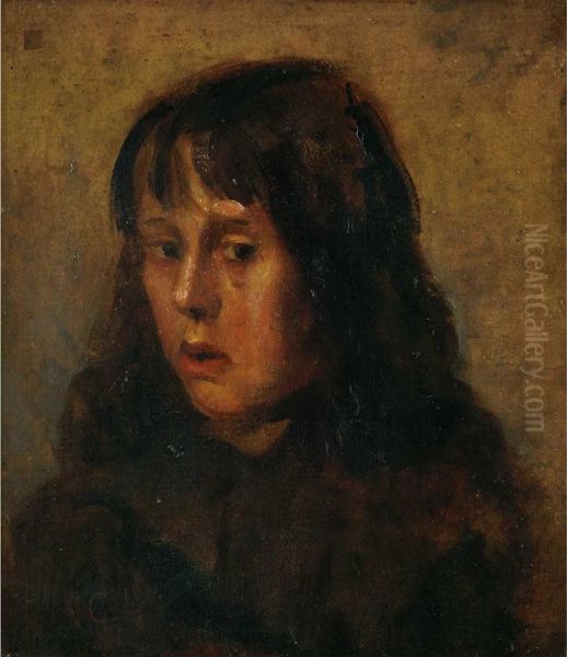 Portrait Of A Young Boy In A Coat Oil Painting by Nicholaos Gysis