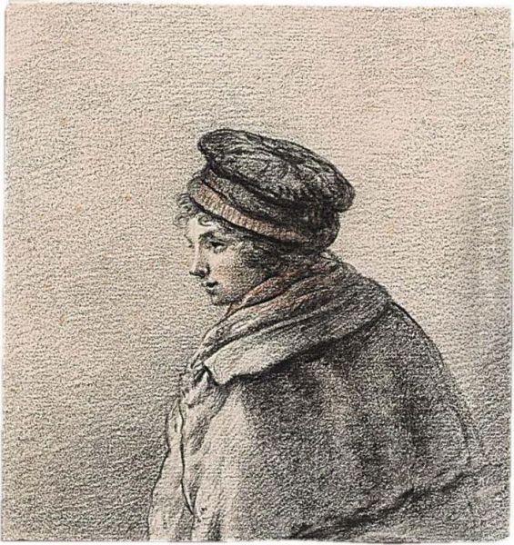 Half-length Study Of A Youth In A Hat And Coat Oil Painting by Willem Albertus Haanebrink