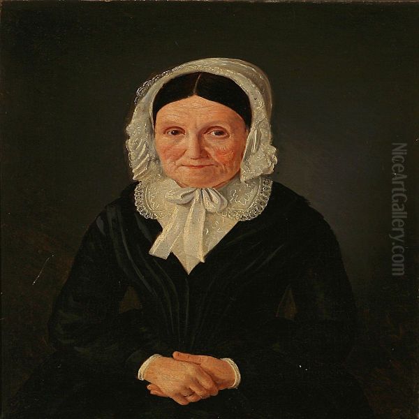 Portrait Of An Elderly Woman In A Black Dress Oil Painting by Jean-Meno Haas