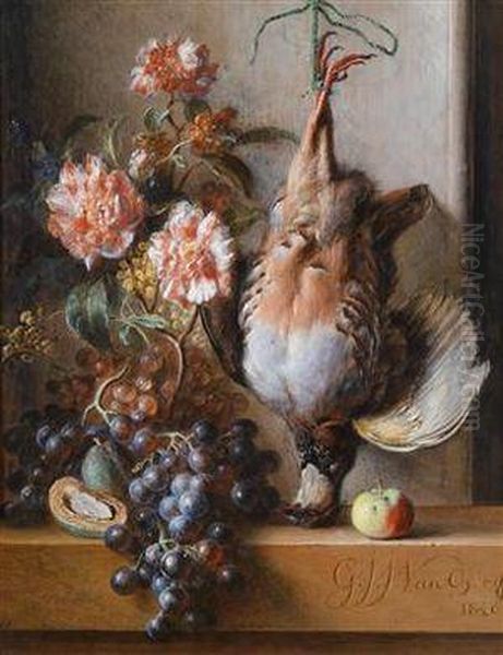 Still Life Of Flowers Oil Painting by Johan Jakob Georg Haas