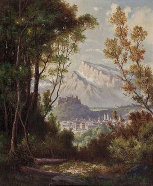 Blick Auf Hohen Salzburg Oil Painting by Ludwig Haase