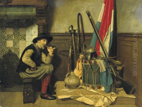 The Smoking Soldier Oil Painting by Pieter Alardus Haaxman