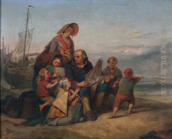 Gelukkige Vissersfamilie Oil Painting by Pieter Alardus Haaxman