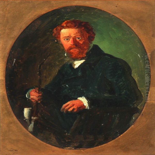 Portrait Of The Danish Artist Fritz Jurgensen Oil Painting by Nikolai Habbe