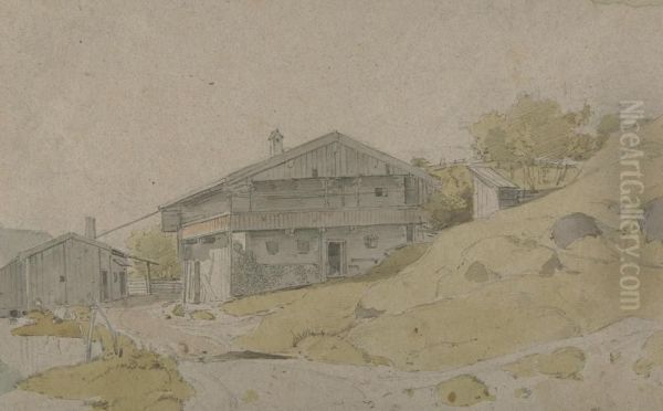 Bauernhaus In Raithen Bei Marquartstein Im Chiemgau. Oil Painting by Sebastian Habenschaden