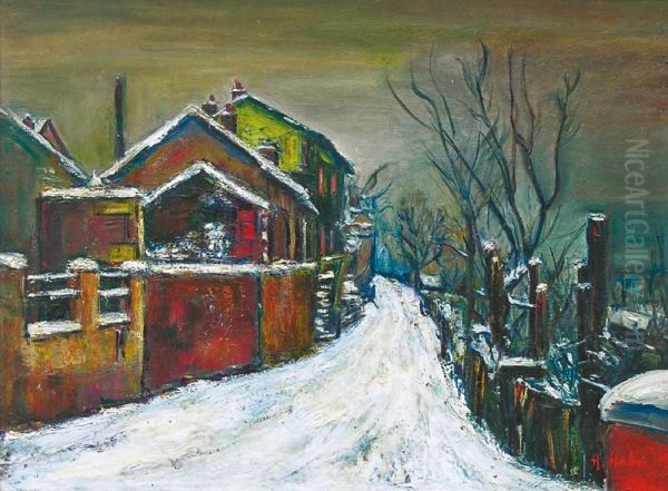 Village En Hiver Oil Painting by Beron Aron Haber