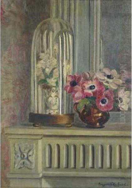 Scene D Interieur A La Cheminee Oil Painting by Marguerite Hachard