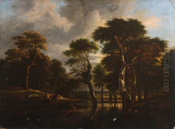 The Stag Hunt Oil Painting by Jan Hackaert