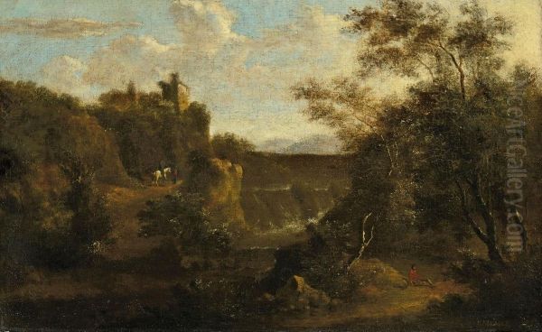 Hugelige Landschaft Mitburgruine Oil Painting by Jan Hackaert