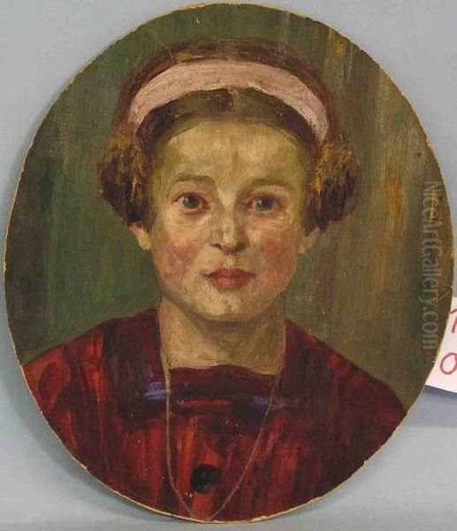 Portrait Eines Madchens Oil Painting by Adolf Hacker