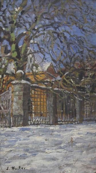 Winterstimmung Oil Painting by Georg Hacker