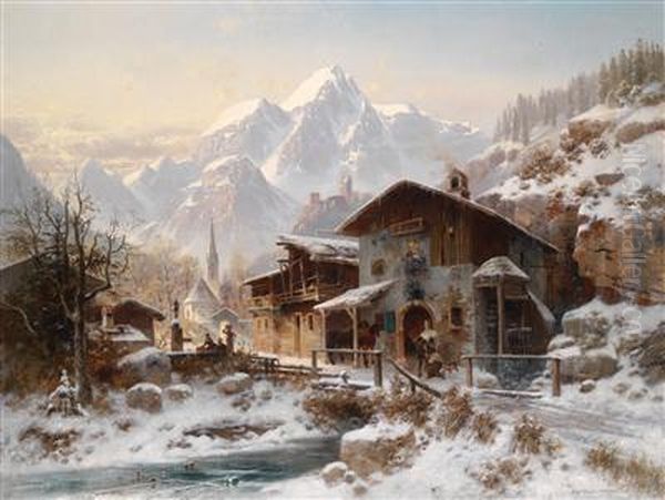 Schmiede Im Winter Oil Painting by Horst Hacker