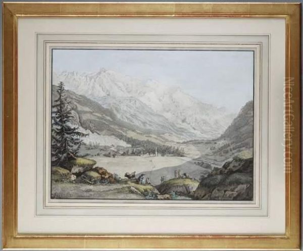 Vue De La Vallee De Chamouny Pris Pres D'argentiere Oil Painting by Carl Ludwig Hackert