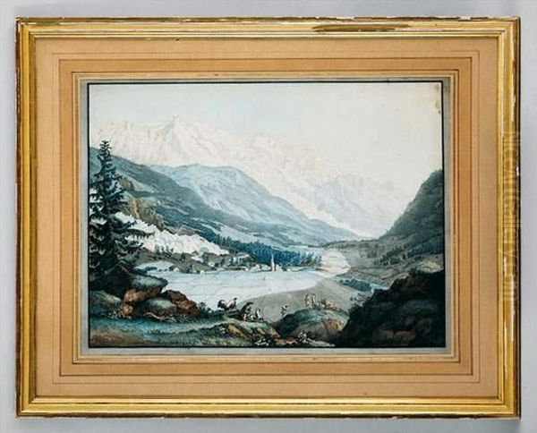 Vue De La Valee De Chamouny Pris Pres Argentiere Oil Painting by Carl Ludwig Hackert