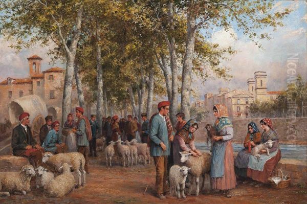 The Sheep Market Oil Painting by Arthur Trevor Haddon