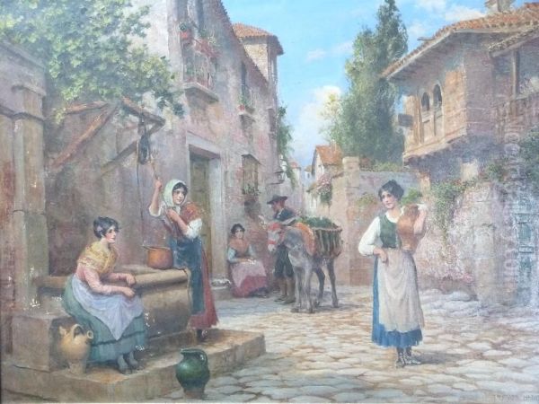 Napolitan Water Carriers Oil Painting by Arthur Trevor Haddon