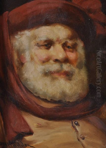 Head And Shoulders Portrait Of A Man Oil Painting by David W. Haddon