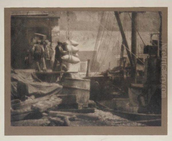 'dockland' (oban Shipyard, Scotland) And 'sunshine On The Aber Road'. Two Studies, 1920s Oil Painting by William H. Hadley