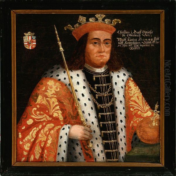 Portrait Of King Christian I Of Denmark Oil Painting by Albert Haelwegh