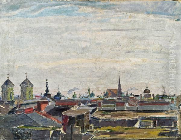 Blick Auf Die Innere Stadt Oil Painting by Rudolf Hafner