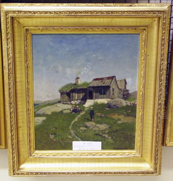 Barn Utanfor Torp. Oil Painting by Axel Gillis Hafstrom