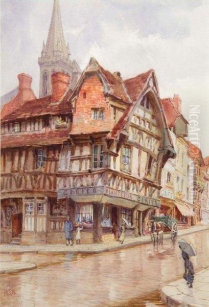 Street Corner Lisieux Oil Painting by Mary S. Hagarty