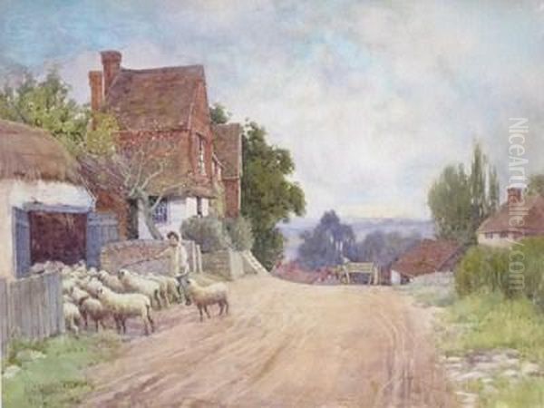 A Sussex Hamlet Oil Painting by Mary S. Hagarty