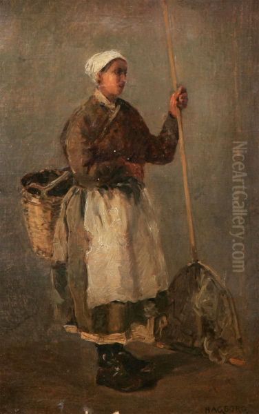 Musselplockerska Oil Painting by August Wilhelm Nikolaus Hagborg