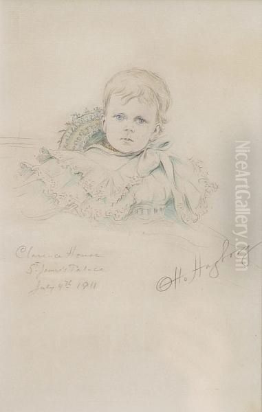 Study Of A Child Oil Painting by Otto Hagborg