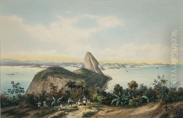 Rio De Janeiro A Entrada Da Barra (da Babilonia) Oil Painting by Friedrich Hagedorn