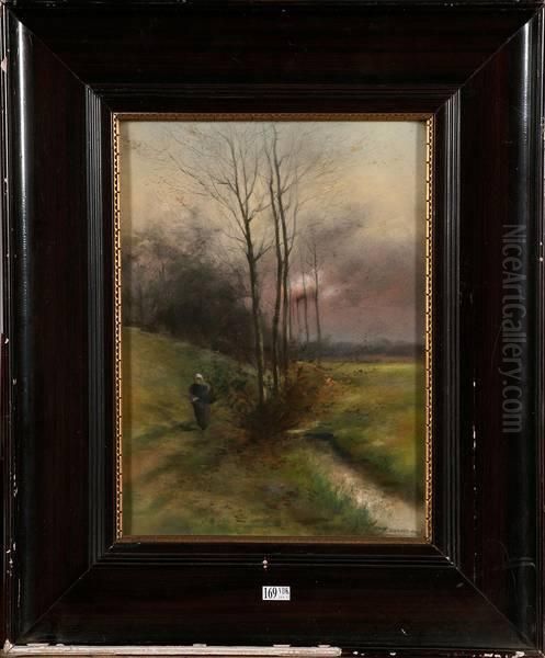 Fagotiere Au Bord Du Ruisseau Oil Painting by Maurice Hagemans