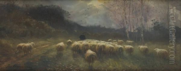 La Rentree Du Troupeau Oil Painting by Maurice Hagemans