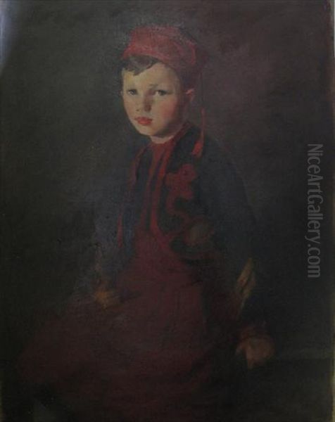 Portrait Of Boy In Red Hat by Ben Ali Haggin