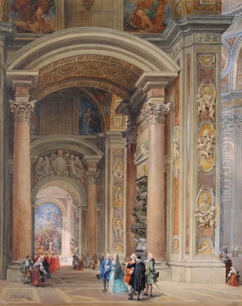 L'interno Della Basilica Di San Pietro Oil Painting by Louis Haghe