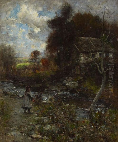 By The Mill-stream Oil Painting by Joshua Anderson Hague